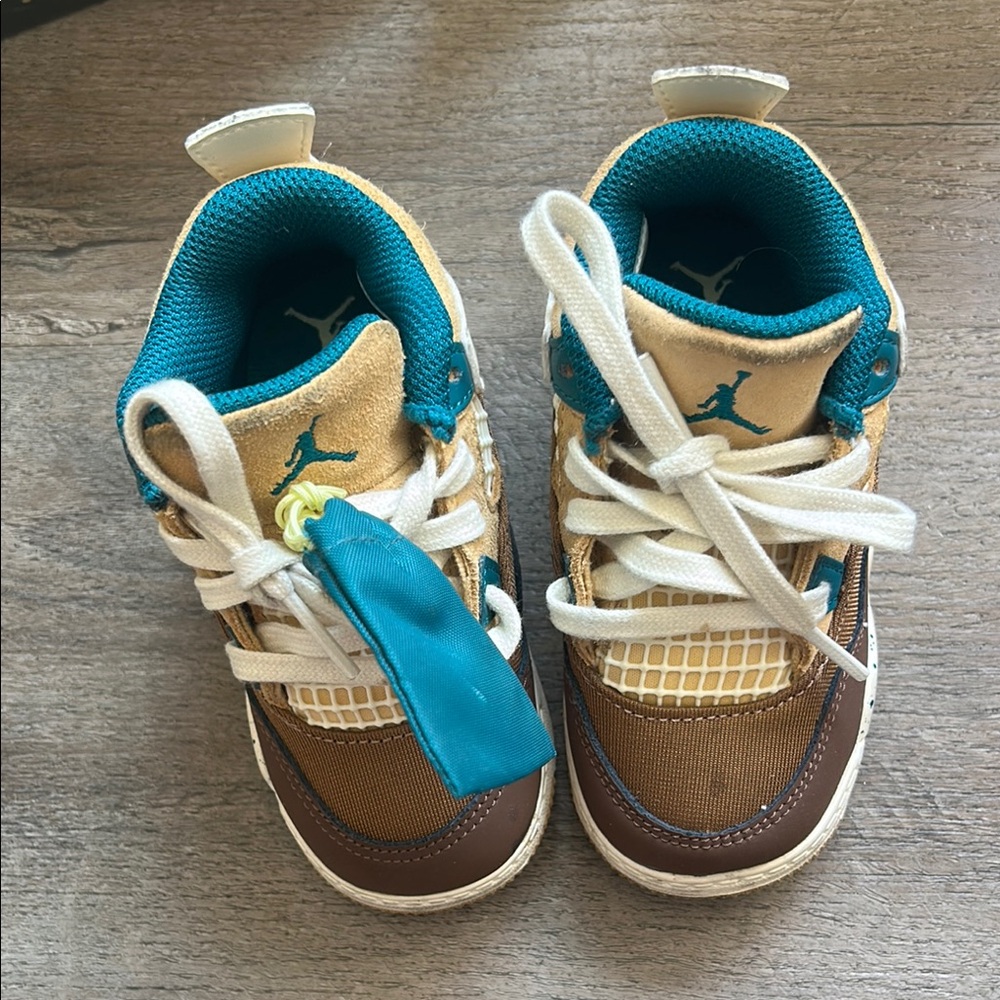 Kids Jordan Sneakers - Brown and Teal